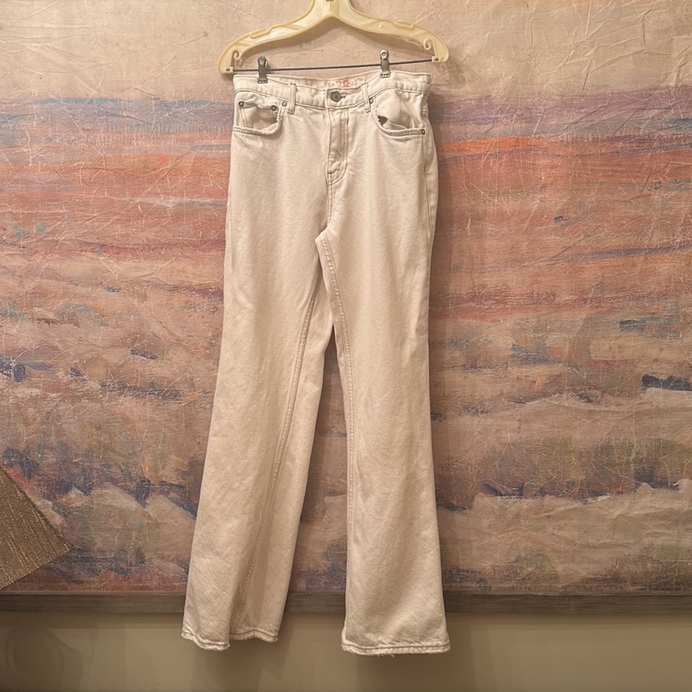 Free People White Distressed Jeans